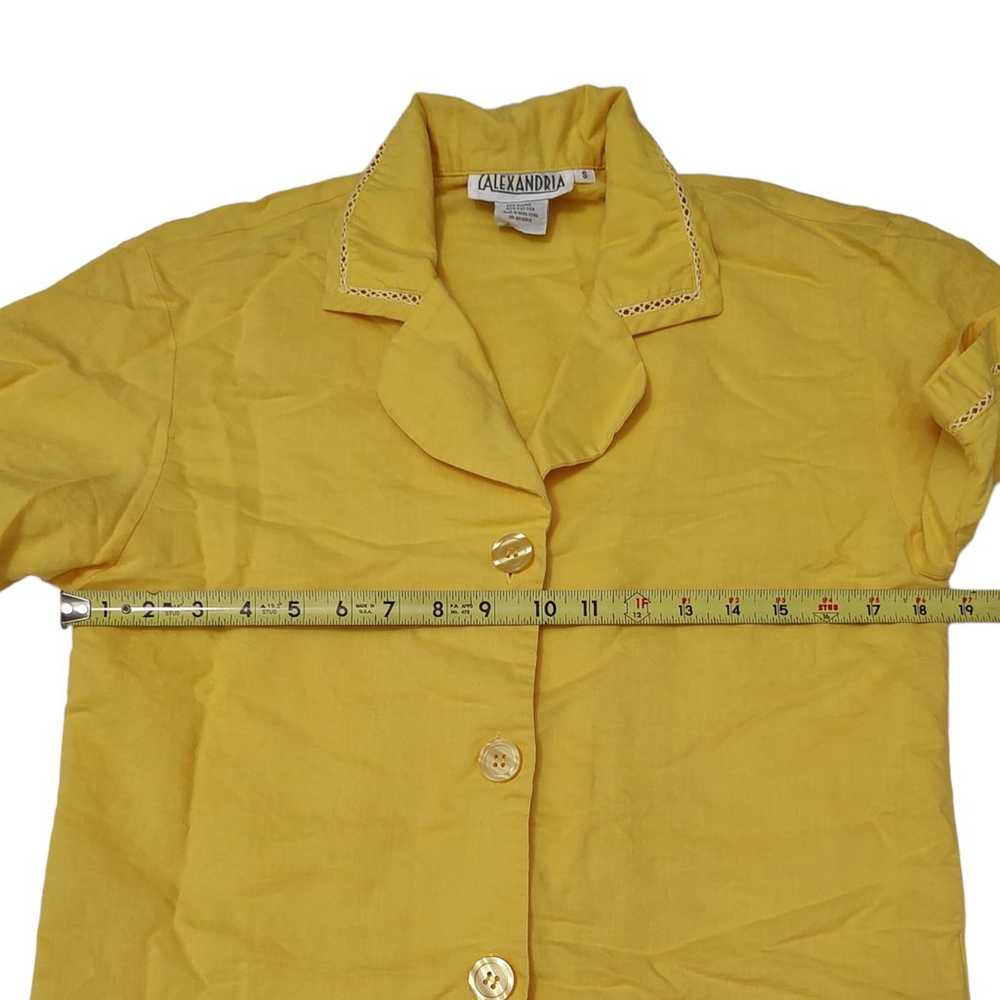 Vintage Alexandria Buttoned Yellow Short Sleeve B… - image 3