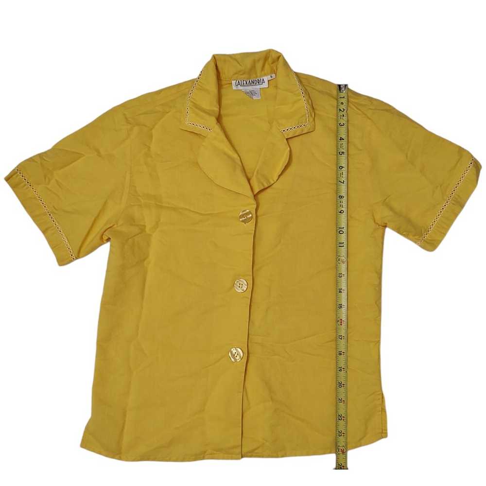 Vintage Alexandria Buttoned Yellow Short Sleeve B… - image 4