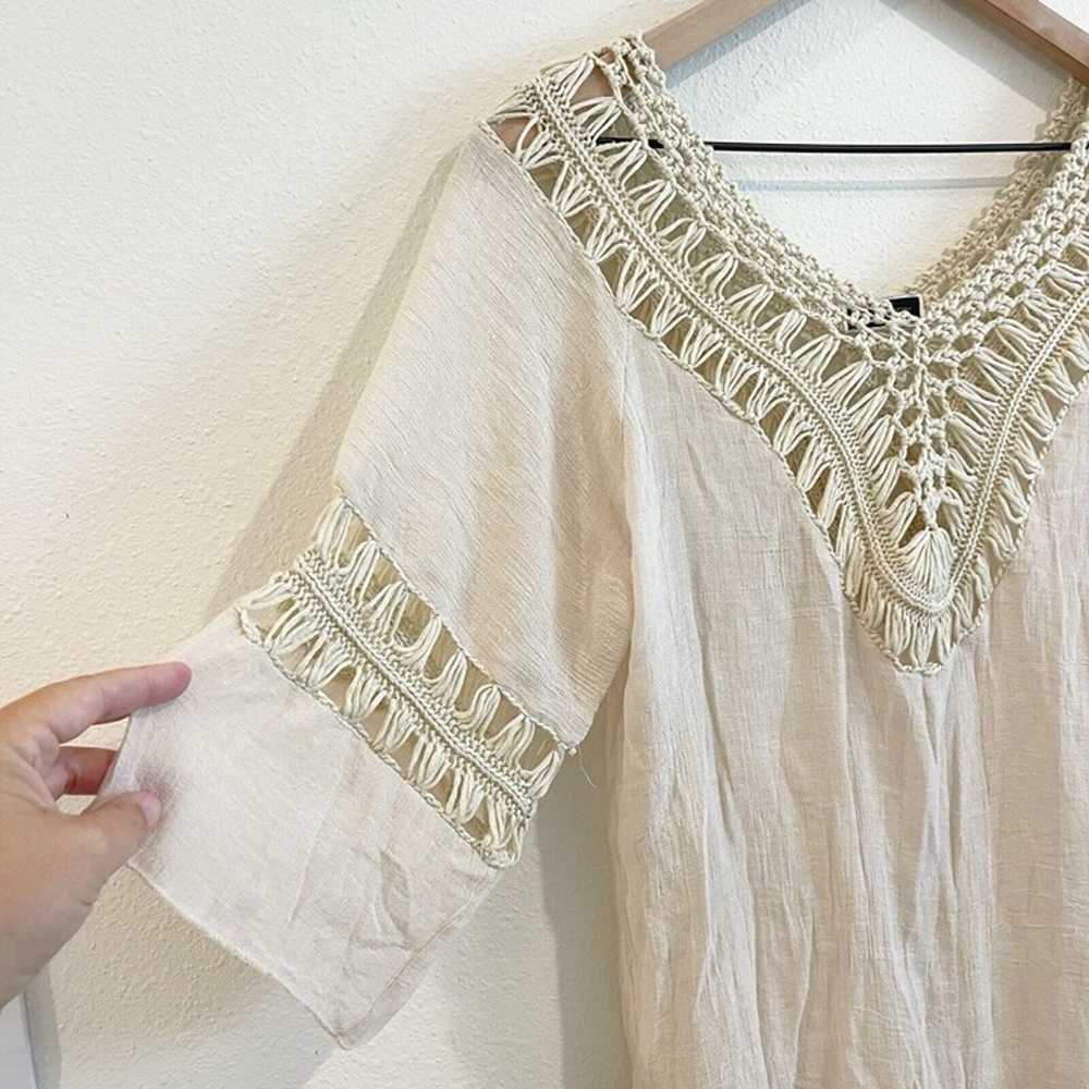 Vintage Shirt Womens Size Small Tan Lace Crochet … - image 2