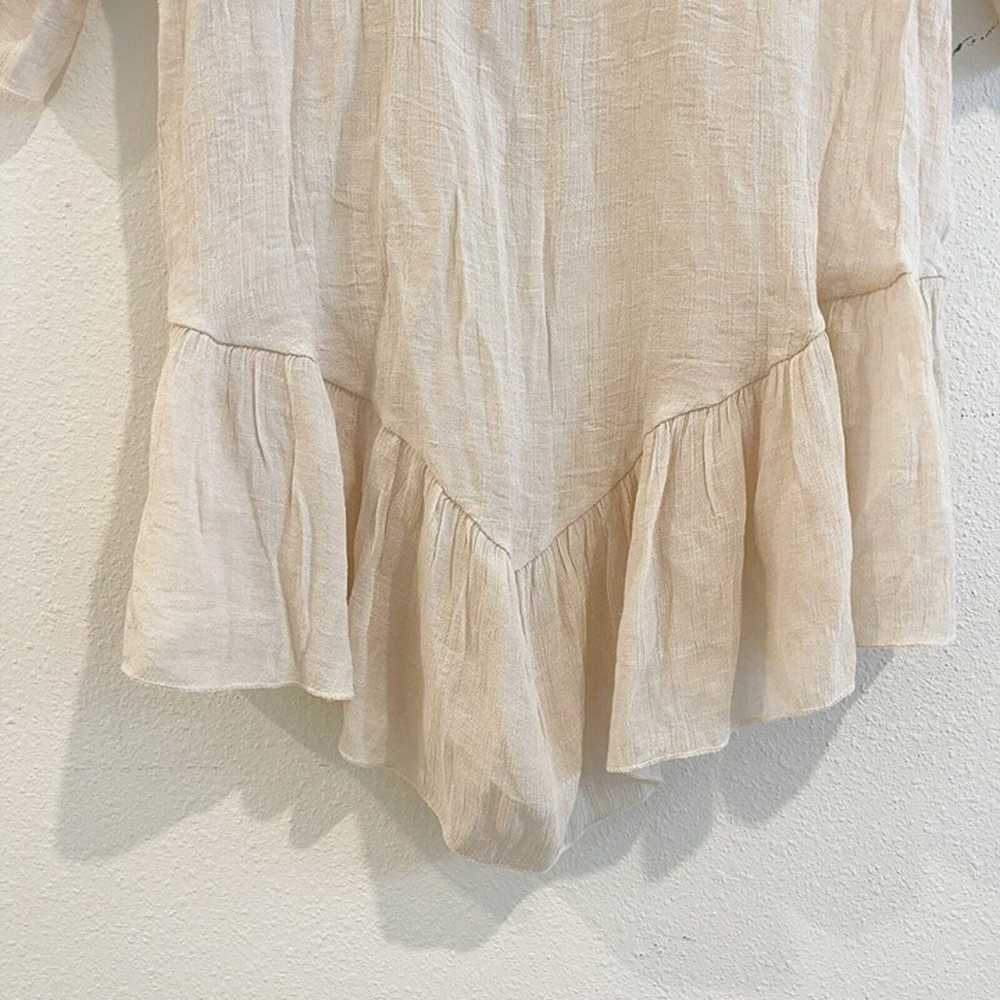 Vintage Shirt Womens Size Small Tan Lace Crochet … - image 4