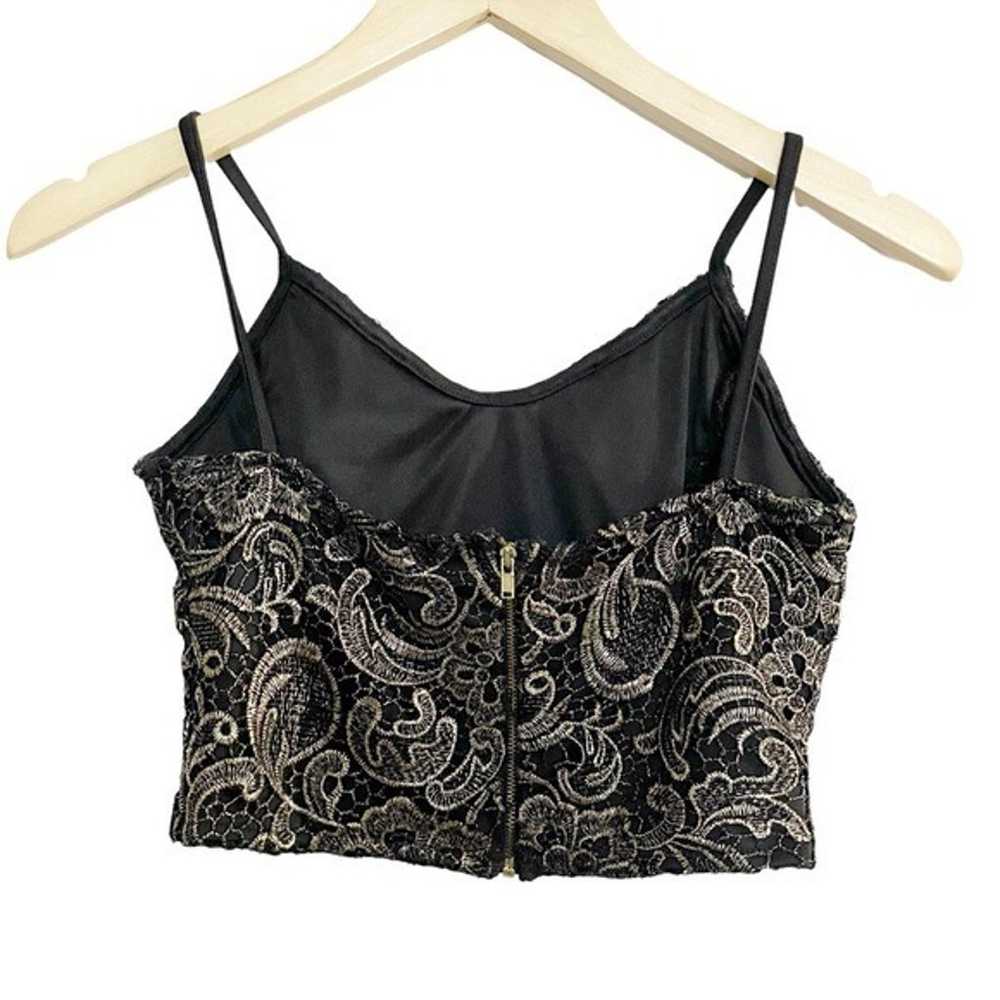 Vintage Y2K Black Gold Floral Cami Croptop Size S - image 2