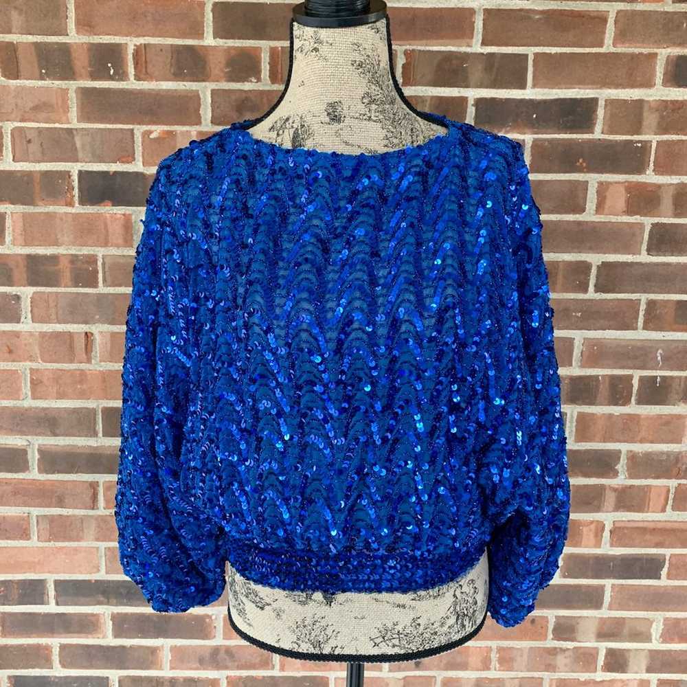 Vintage St. Martin sequined batwing top - image 1