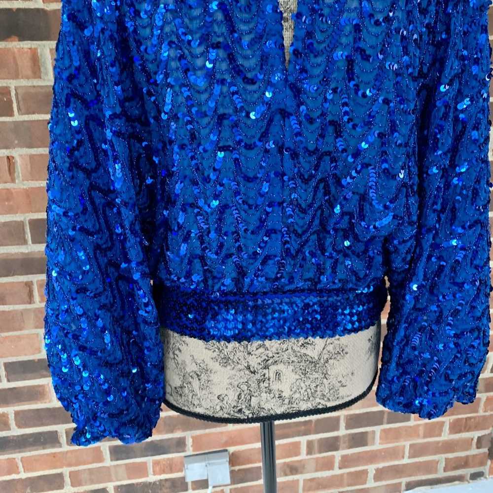 Vintage St. Martin sequined batwing top - image 6