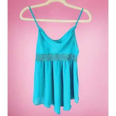 vintage 1980s Maidenform Rose Lace Teal Green cam… - image 1