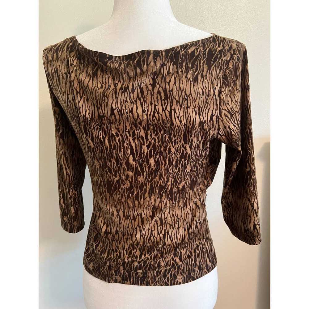 A. Byer Vintage Animal Snake Print Stretch Blouse… - image 3