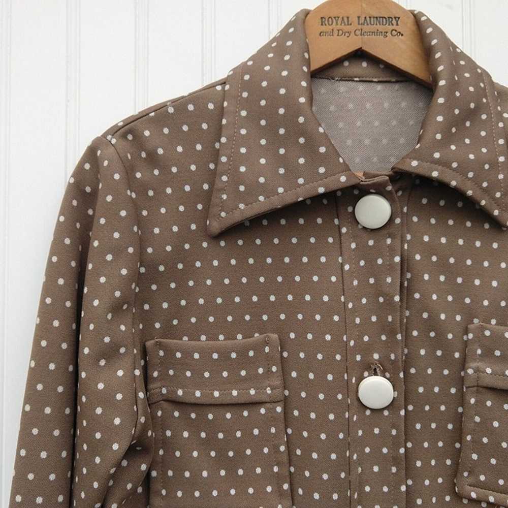 Vintage 70s Womens Polka Dot Button Down Shirt Si… - image 2