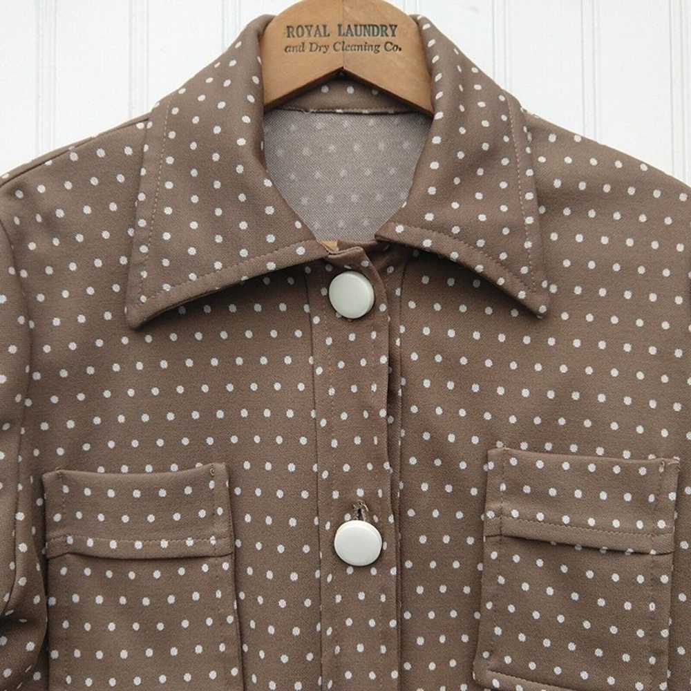 Vintage 70s Womens Polka Dot Button Down Shirt Si… - image 3