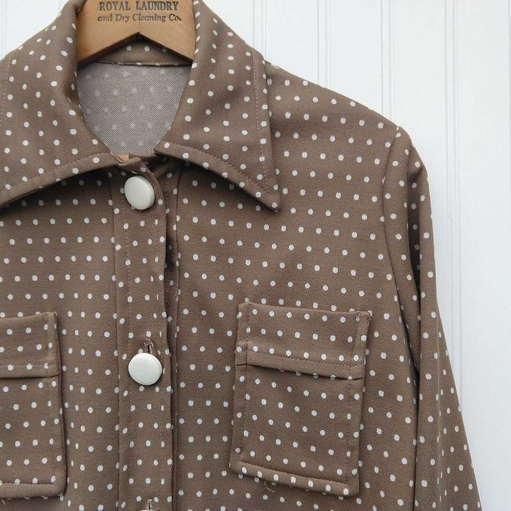 Vintage 70s Womens Polka Dot Button Down Shirt Si… - image 4