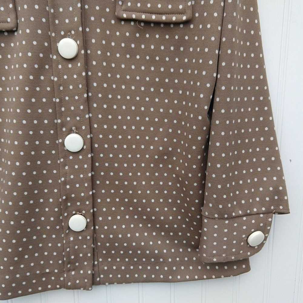 Vintage 70s Womens Polka Dot Button Down Shirt Si… - image 5