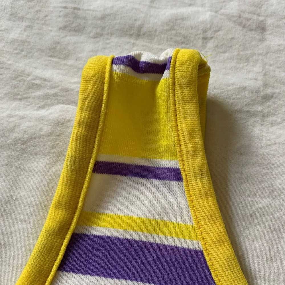 Vintage 70s Purple, Yellow & White Striped Tank T… - image 4