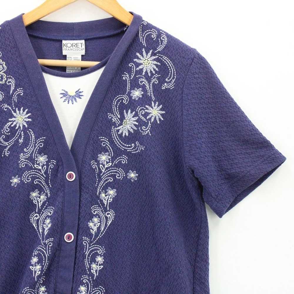 Vintage Koret Francisca Shirt Top Womens Navy Blu… - image 2