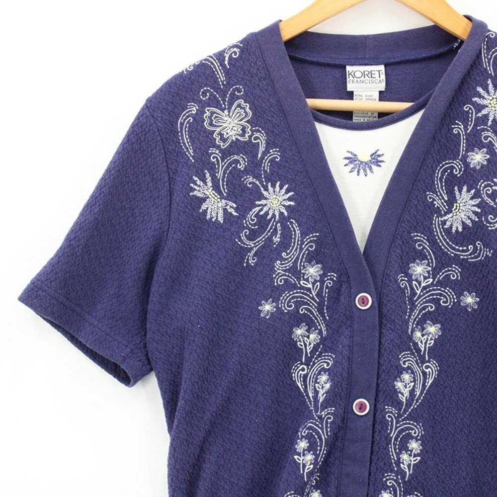 Vintage Koret Francisca Shirt Top Womens Navy Blu… - image 3