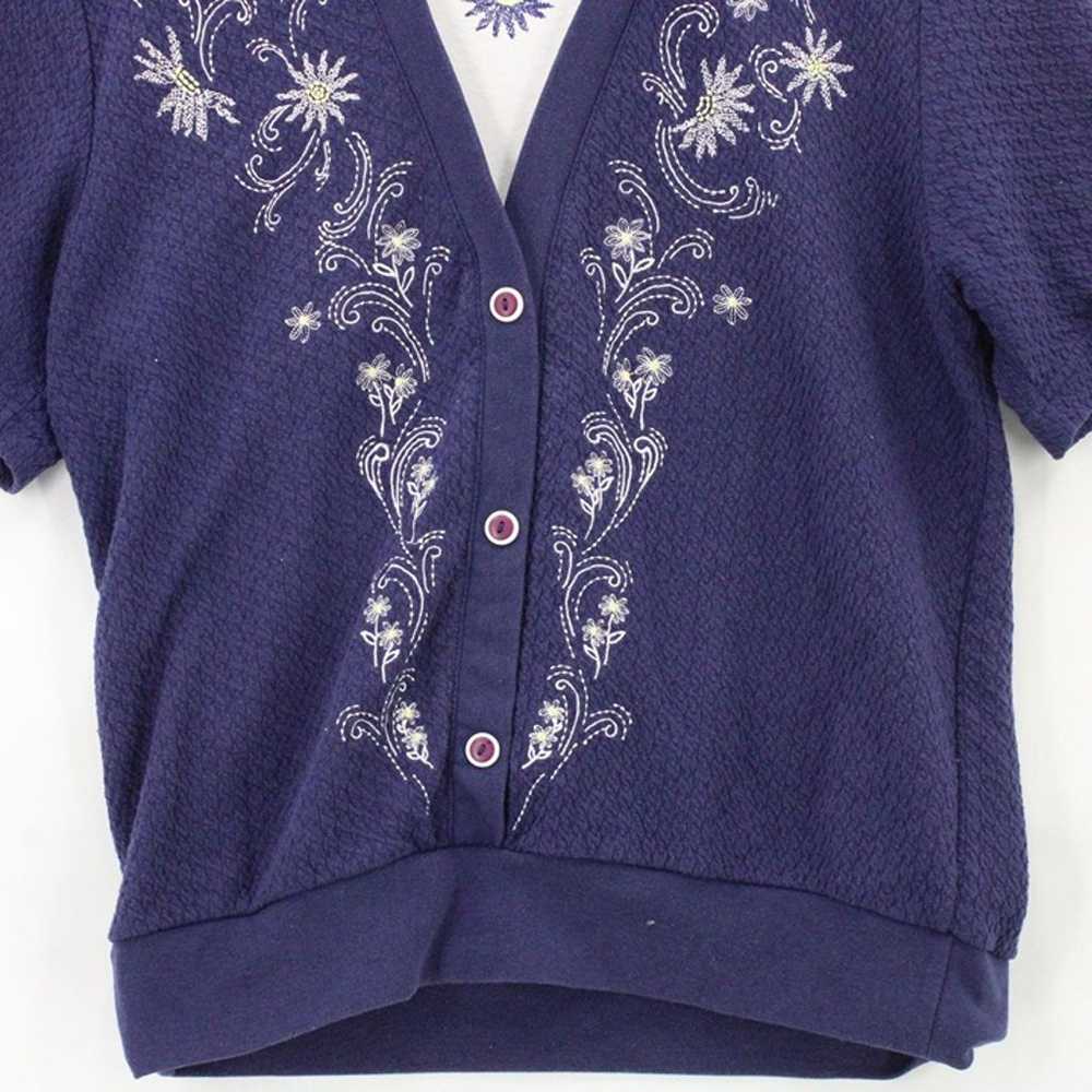 Vintage Koret Francisca Shirt Top Womens Navy Blu… - image 4