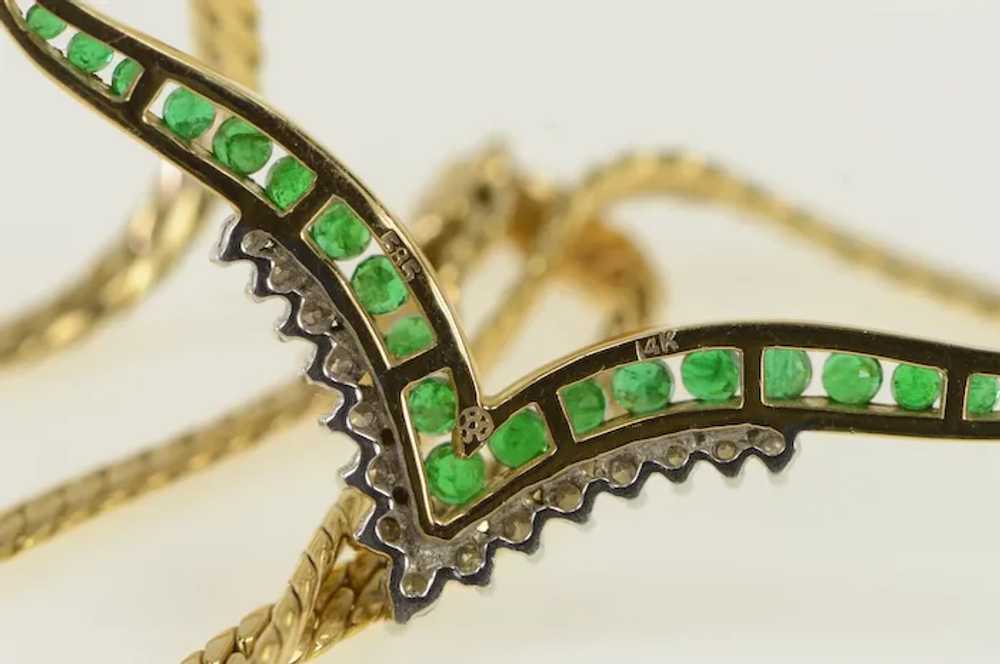 14K 1.25 Ctw Emerald Diamond Chevron Chain Neckla… - image 3