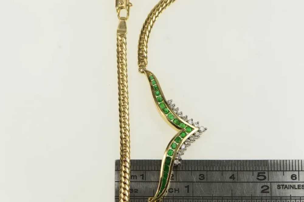 14K 1.25 Ctw Emerald Diamond Chevron Chain Neckla… - image 4