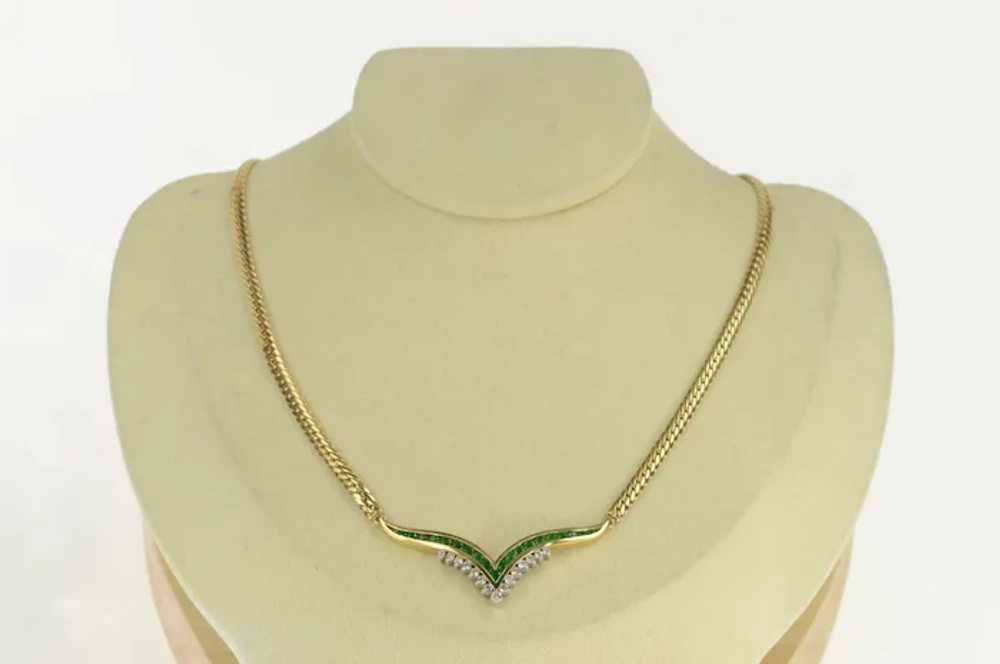 14K 1.25 Ctw Emerald Diamond Chevron Chain Neckla… - image 5