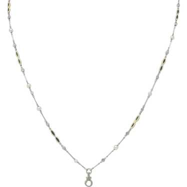 Art Deco Diamond Natural Pearl Enamel Platinum 18… - image 1