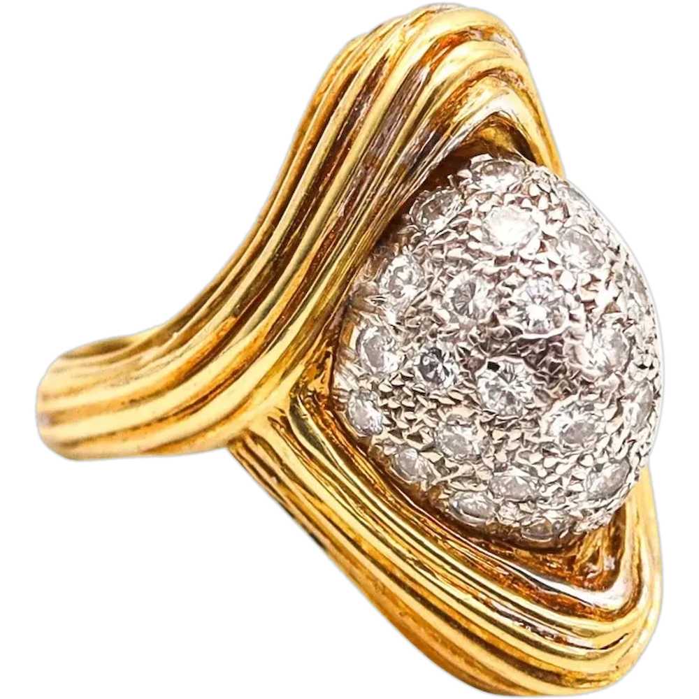 MODERNIST 1970 Cocktail Ring In 18Kt Gold With 1.… - image 1