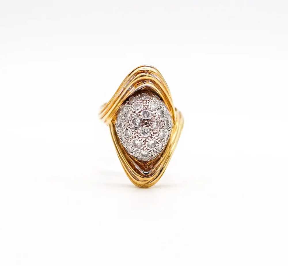 MODERNIST 1970 Cocktail Ring In 18Kt Gold With 1.… - image 2