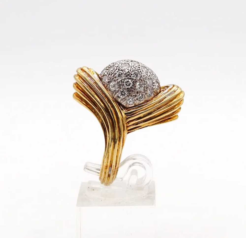 MODERNIST 1970 Cocktail Ring In 18Kt Gold With 1.… - image 3