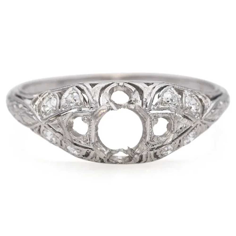 Antique Art Deco Shreve & Co Platinum Diamond Sem… - image 2