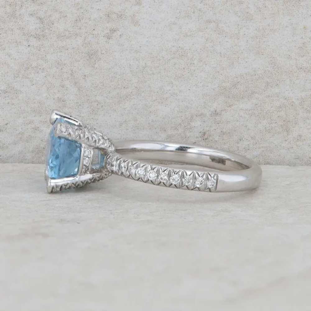 18k White Gold East to West Aquamarine and Diamon… - image 2