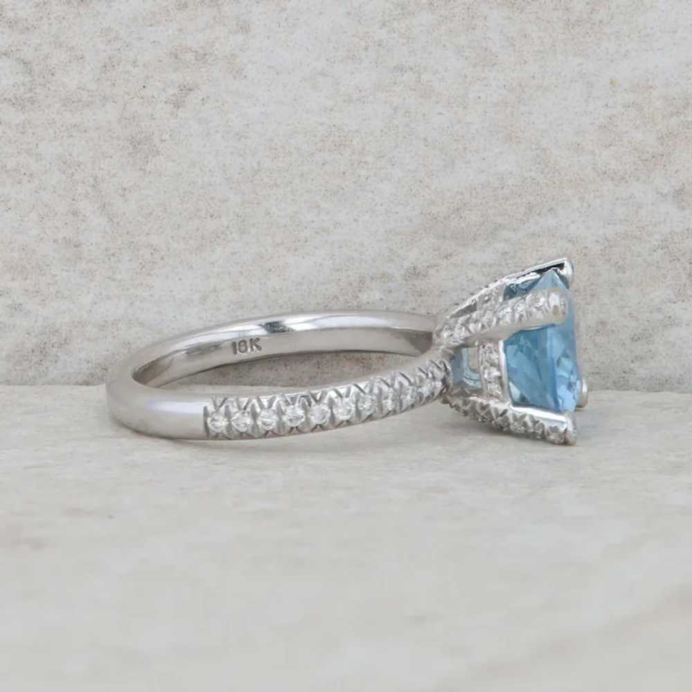 18k White Gold East to West Aquamarine and Diamon… - image 4