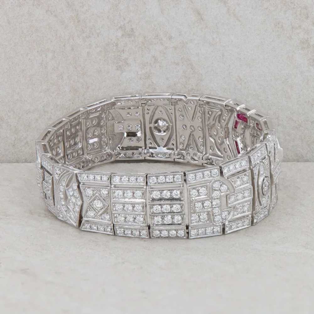 18k White Gold Diamond and Ruby Art Deco Bracelet - image 4