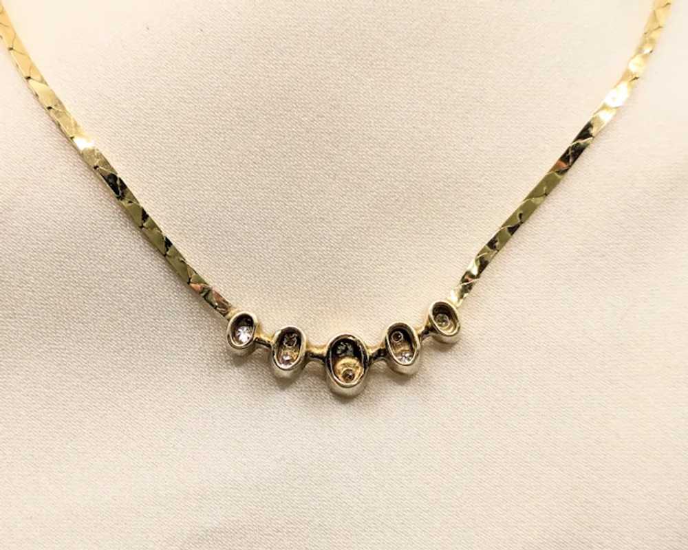 vintage 1980s 14k Gold Cobra link Diamond necklace - image 10