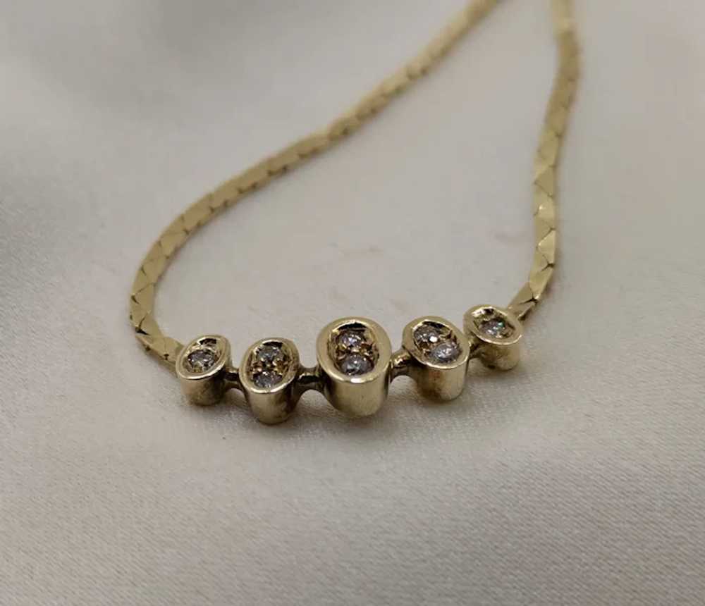 vintage 1980s 14k Gold Cobra link Diamond necklace - image 11