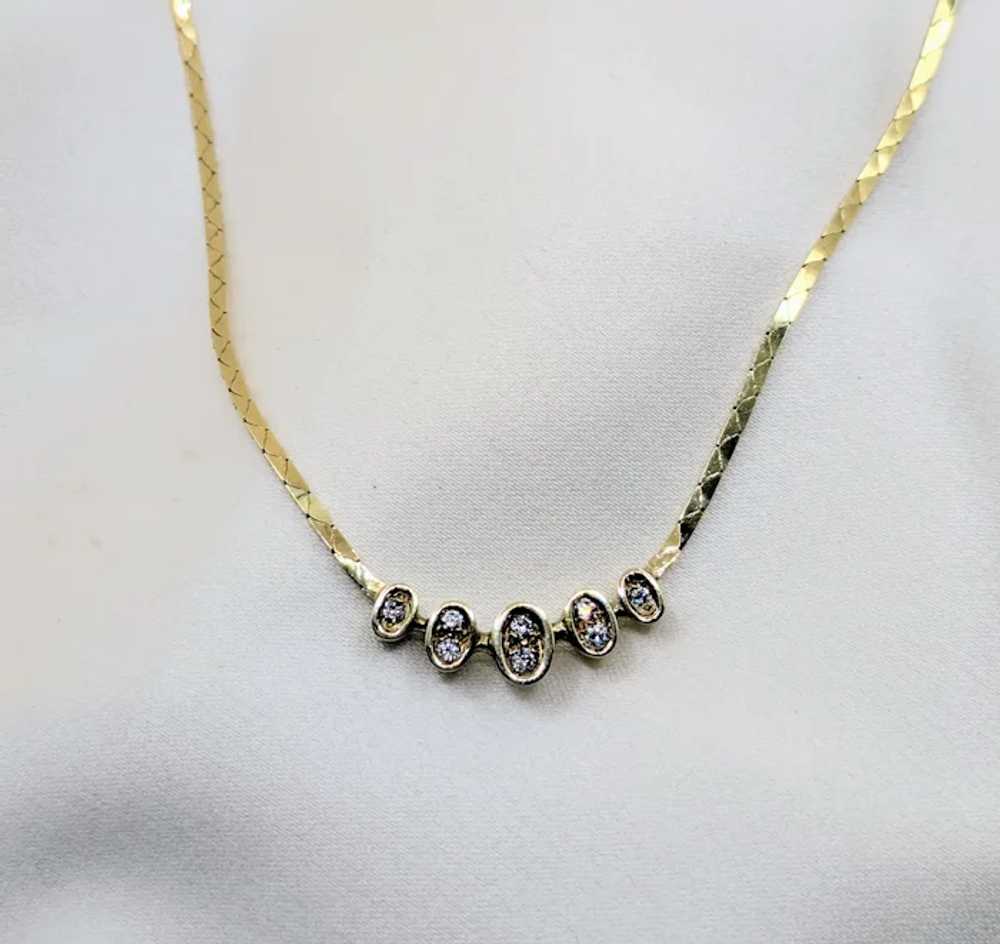 vintage 1980s 14k Gold Cobra link Diamond necklace - image 2