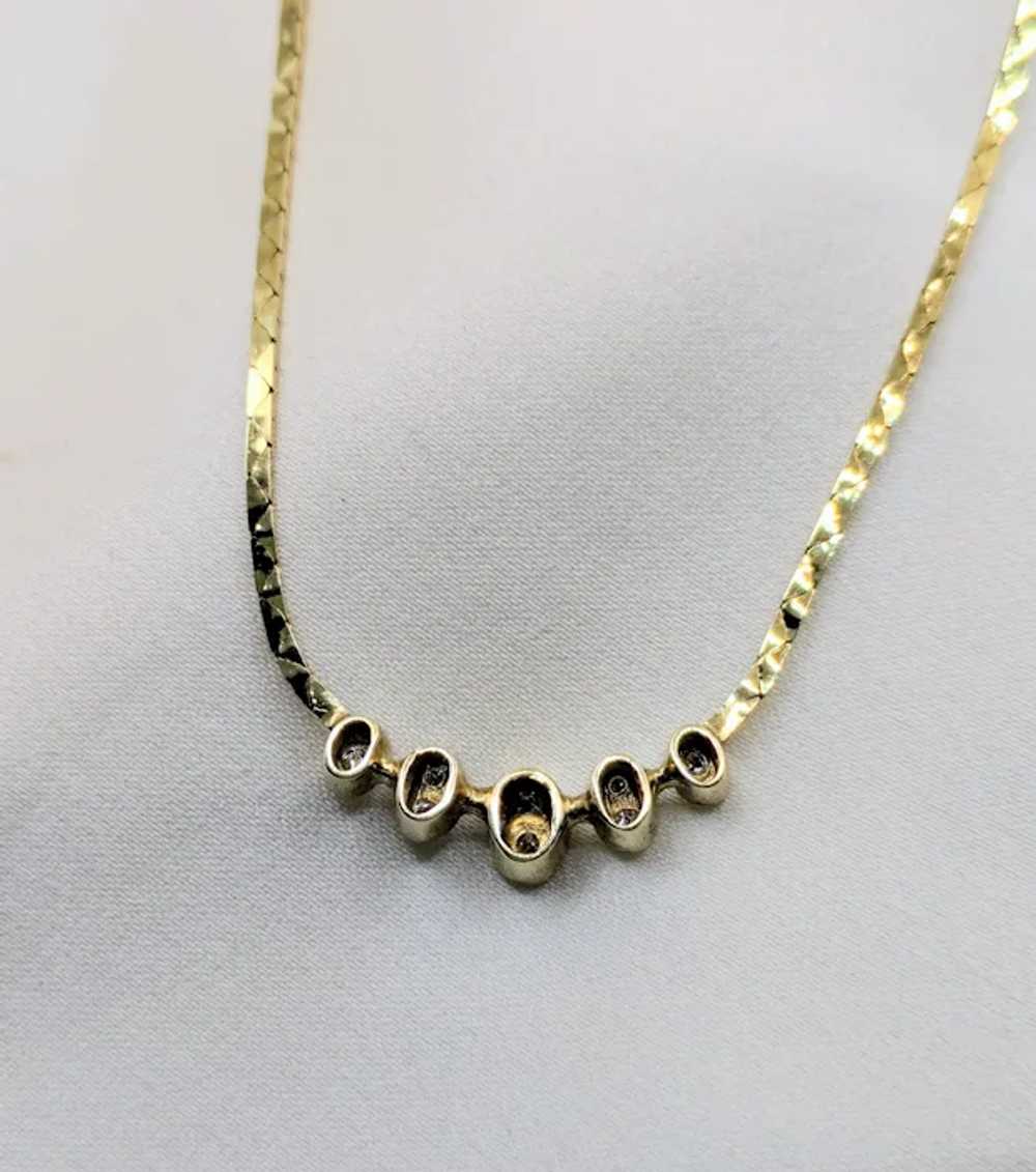 vintage 1980s 14k Gold Cobra link Diamond necklace - image 4