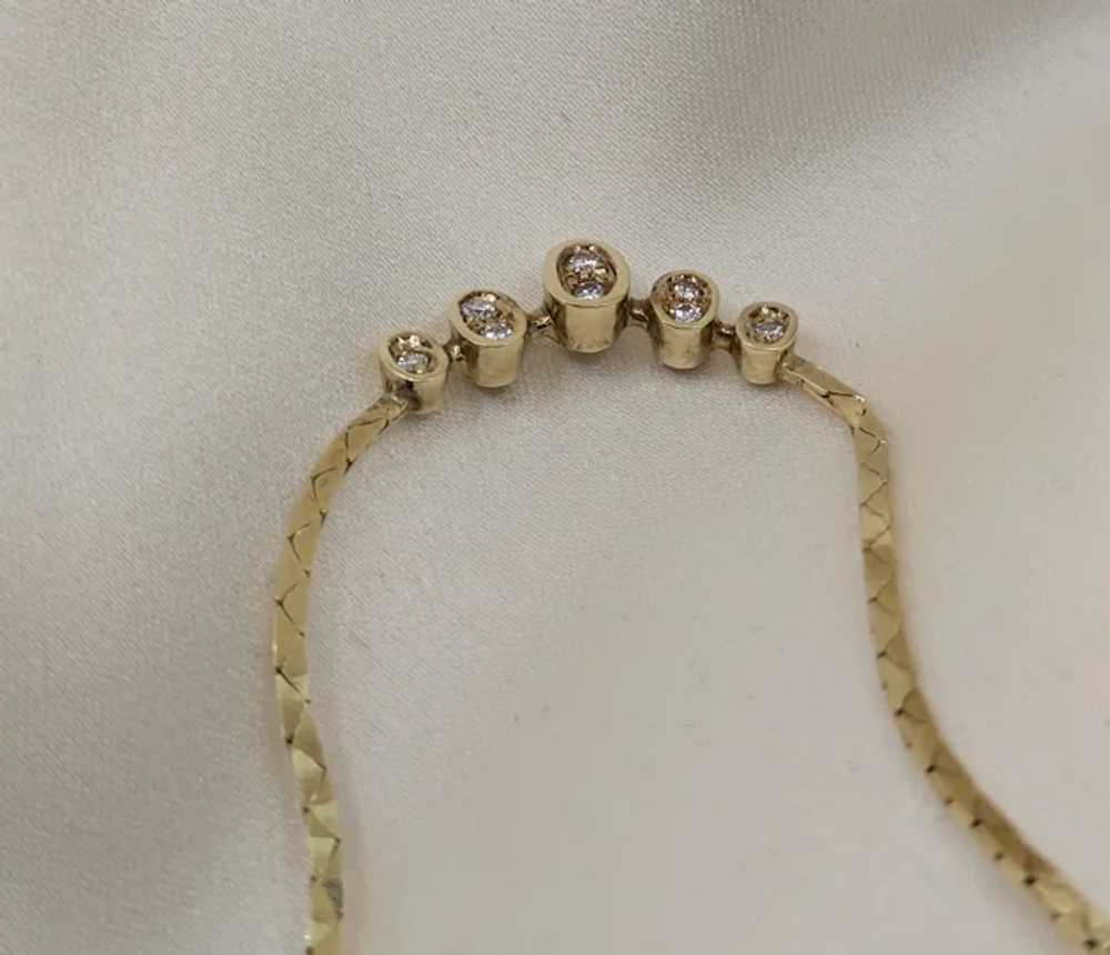 vintage 1980s 14k Gold Cobra link Diamond necklace - image 6