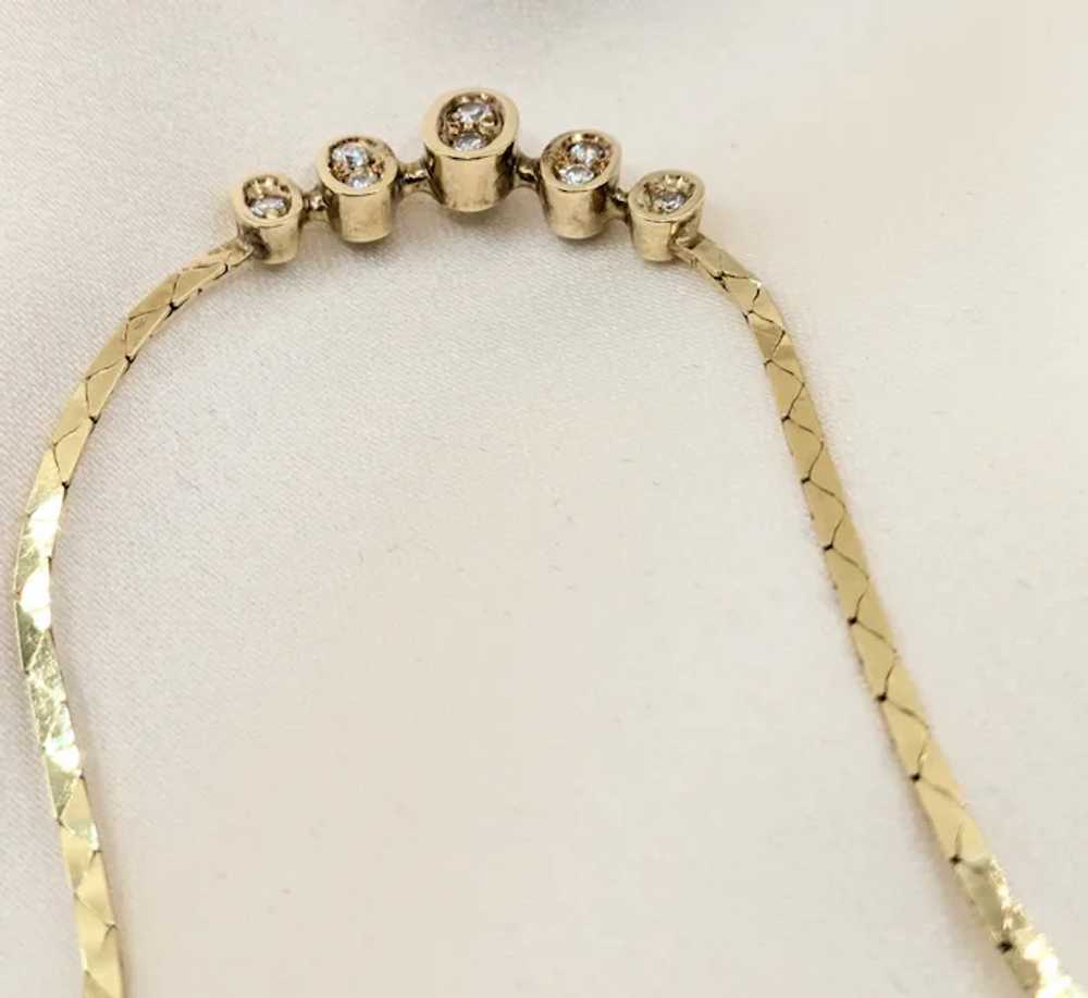 vintage 1980s 14k Gold Cobra link Diamond necklace - image 8