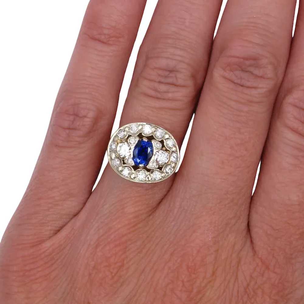 Handmade Natural Sapphire and Diamond Ring 14k Go… - image 4