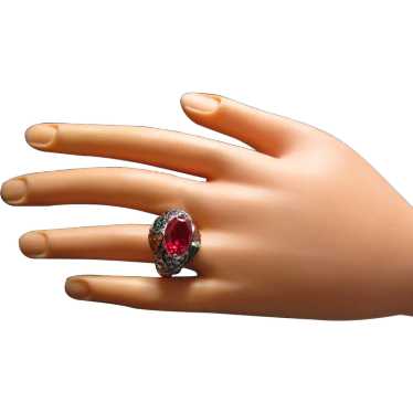 Created Red Ruby and Sapphire 925 Silver Cocktail… - image 1