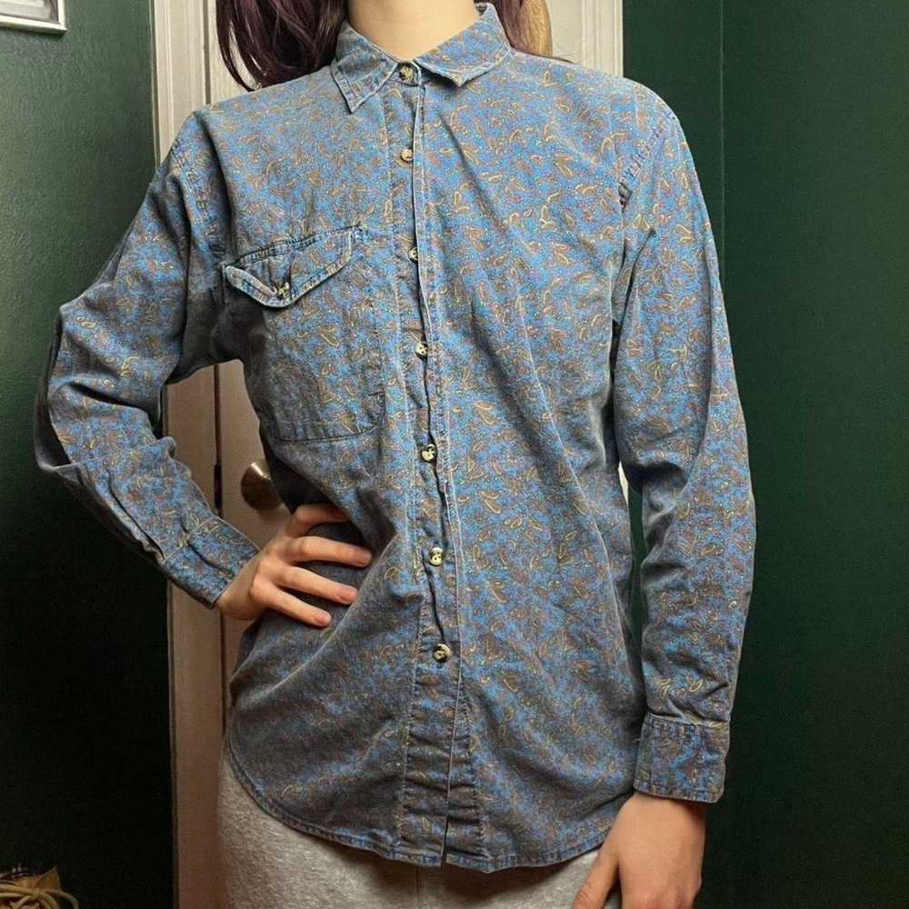 Vintage paisley button up top - image 2