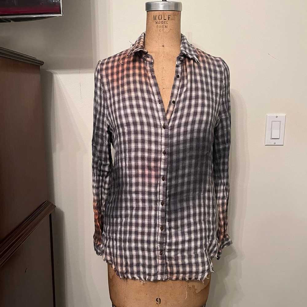 Vintage Havana Distressed Grunge Flannel Plaid Bu… - image 1