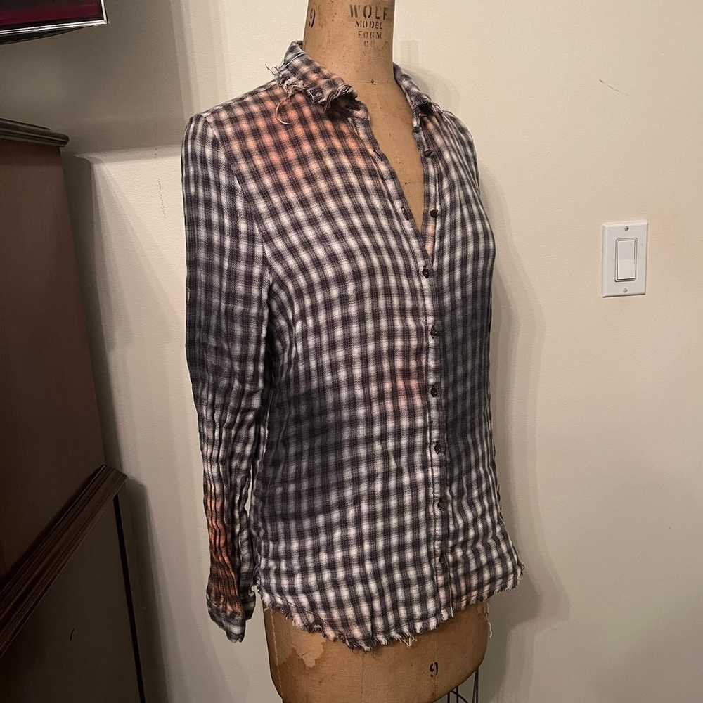 Vintage Havana Distressed Grunge Flannel Plaid Bu… - image 3