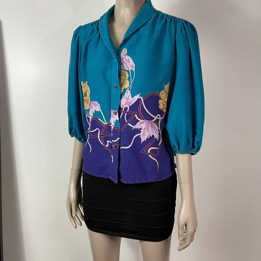 1980s Vintage Puff Sleeve Top - image 2