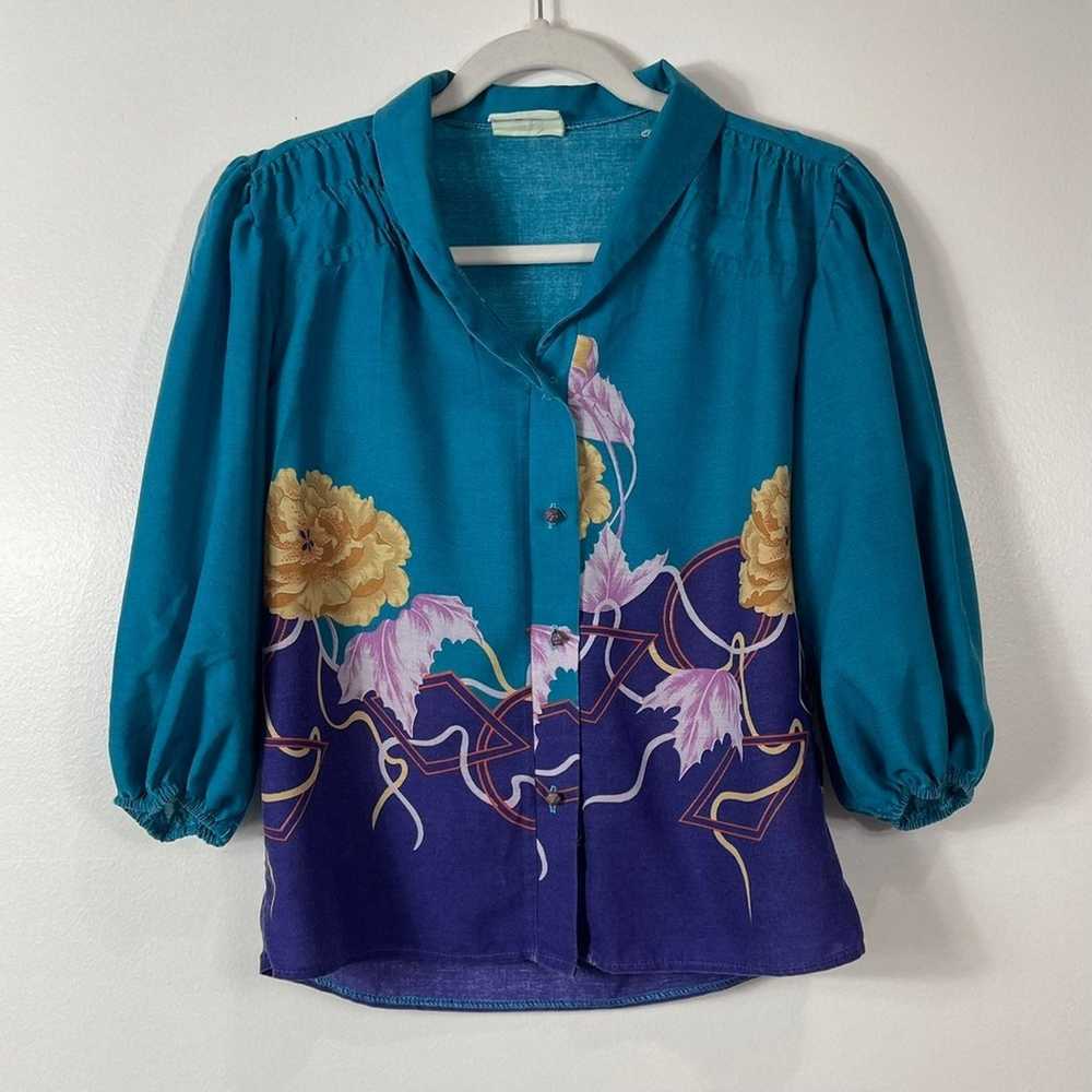 1980s Vintage Puff Sleeve Top - image 3