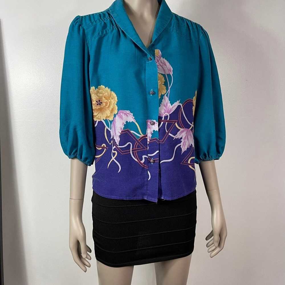 1980s Vintage Puff Sleeve Top - image 4