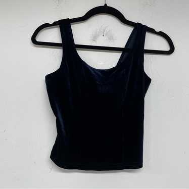 Vintage 1990s Blue Velvet Cropped Tank Top S - image 1