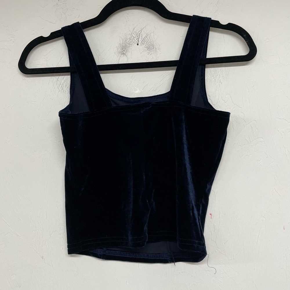 Vintage 1990s Blue Velvet Cropped Tank Top S - image 2