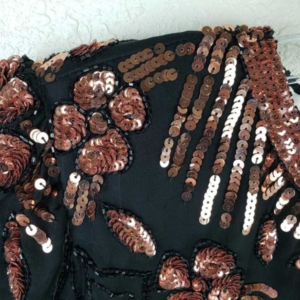 Vintage Laurence Kazar NY Sequined Silk Floral Be… - image 6