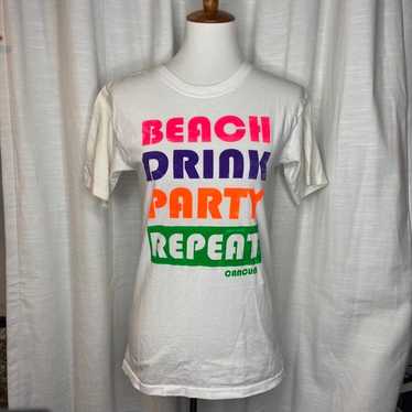 Vintage Neon Colors Cancun Beach Party T-Shirt (S) - image 1