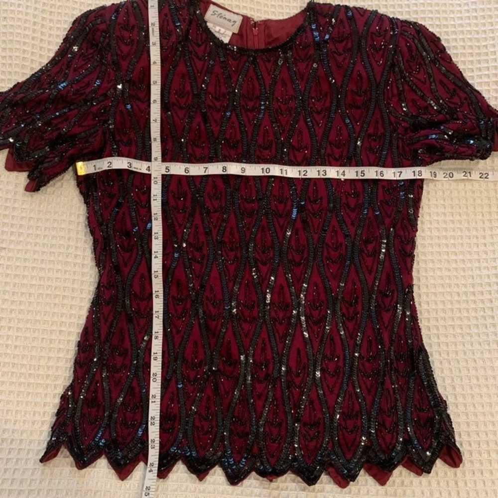 Vintage Stenay silk beaded shirt S - image 11