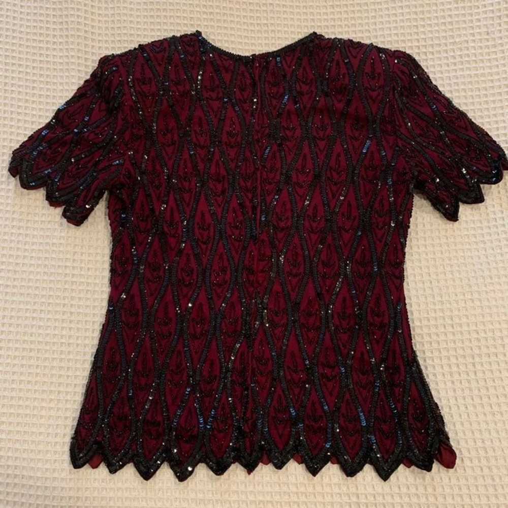 Vintage Stenay silk beaded shirt S - image 12