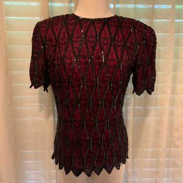 Vintage Stenay silk beaded shirt S - image 1