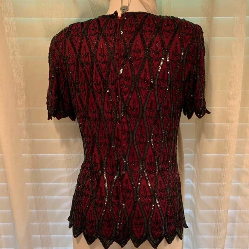 Vintage Stenay silk beaded shirt S - image 3